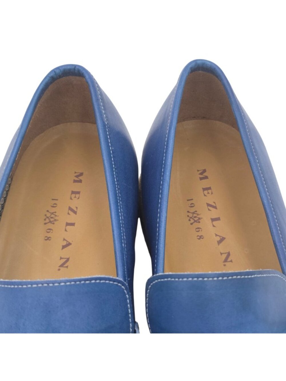 NEW Mezlan Mens 11.5M Spain Blue Dress Shoes Leather Penny Loafers Espadrilles - Picture 4 of 12